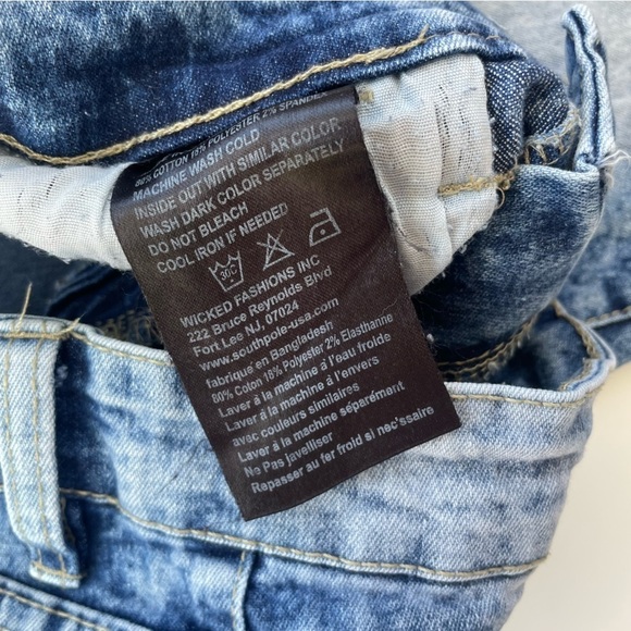 South Pole Men's Blue Acid Washed Slim Denim Jean Shorts Size 30 - Picture 6 of 9